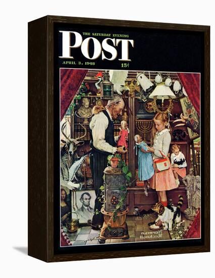 "April Fool, 1948" Saturday Evening Post Cover, April 3,1948-Norman Rockwell-Framed Premier Image Canvas