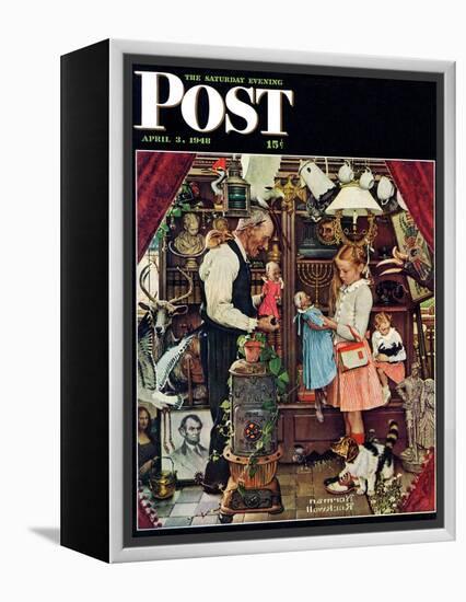 "April Fool, 1948" Saturday Evening Post Cover, April 3,1948-Norman Rockwell-Framed Premier Image Canvas