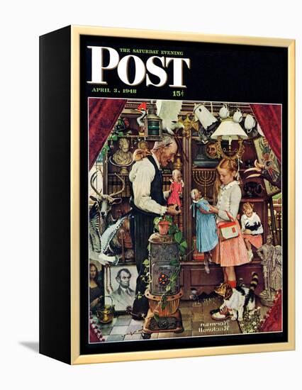 "April Fool, 1948" Saturday Evening Post Cover, April 3,1948-Norman Rockwell-Framed Premier Image Canvas