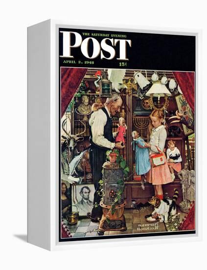 "April Fool, 1948" Saturday Evening Post Cover, April 3,1948-Norman Rockwell-Framed Premier Image Canvas