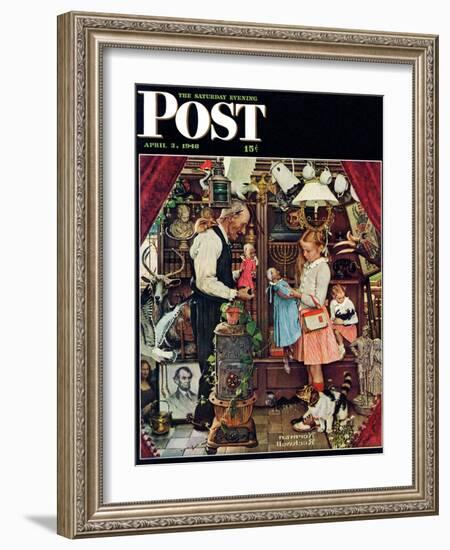 "April Fool, 1948" Saturday Evening Post Cover, April 3,1948-Norman Rockwell-Framed Giclee Print