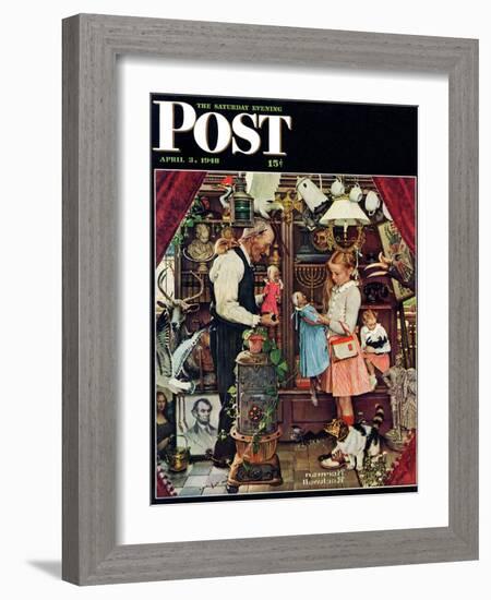 "April Fool, 1948" Saturday Evening Post Cover, April 3,1948-Norman Rockwell-Framed Giclee Print