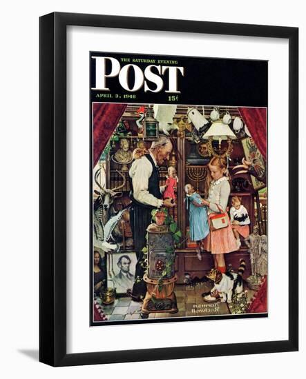 "April Fool, 1948" Saturday Evening Post Cover, April 3,1948-Norman Rockwell-Framed Giclee Print