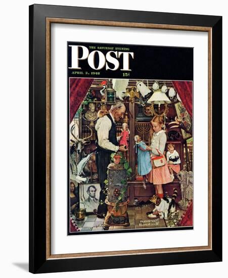 "April Fool, 1948" Saturday Evening Post Cover, April 3,1948-Norman Rockwell-Framed Giclee Print