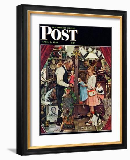 "April Fool, 1948" Saturday Evening Post Cover, April 3,1948-Norman Rockwell-Framed Giclee Print