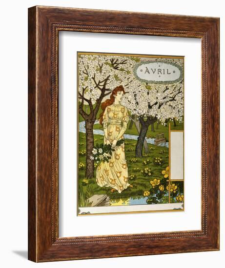 April, Illustration from the Fine Art Portofolio 'Le Mois', 1896-Eugene Grasset-Framed Giclee Print