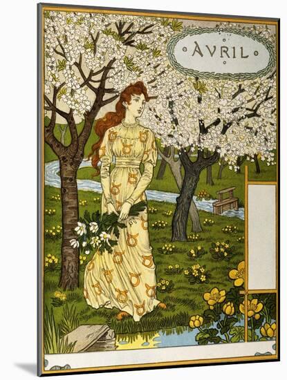 April, Illustration from the Fine Art Portofolio 'Le Mois', 1896-Eugene Grasset-Mounted Giclee Print