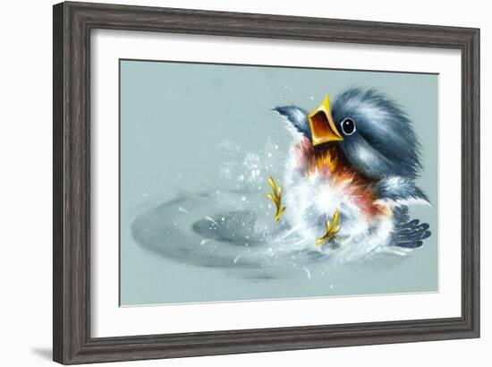 April Showers - Bird Puddle-Peggy Harris-Framed Giclee Print