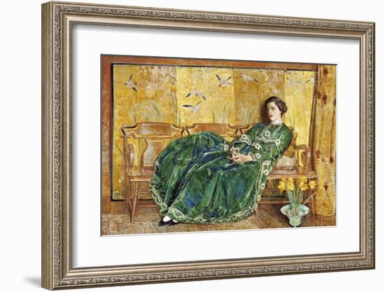 April: The Green Gown-Frederick Childe Hassam-Framed Premium Giclee Print