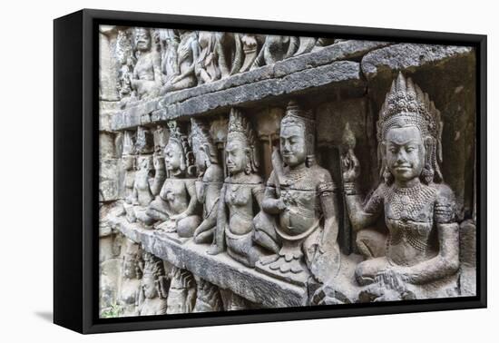 Apsara Carvings in the Leper King Terrace in Angkor Thom, Angkor, Cambodia-Michael Nolan-Framed Premier Image Canvas