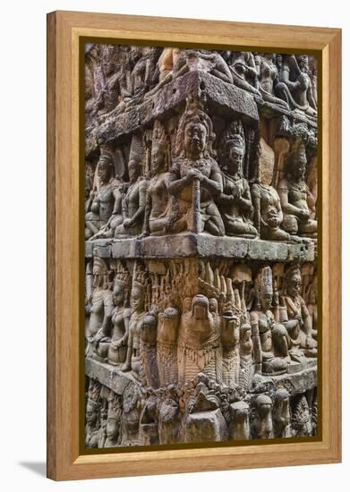 Apsara Carvings in the Leper King Terrace in Angkor Thom, Angkor, Cambodia-Michael Nolan-Framed Premier Image Canvas