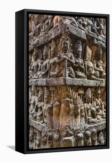 Apsara Carvings in the Leper King Terrace in Angkor Thom, Angkor, Cambodia-Michael Nolan-Framed Premier Image Canvas