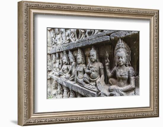 Apsara Carvings in the Leper King Terrace in Angkor Thom, Angkor, Cambodia-Michael Nolan-Framed Photographic Print