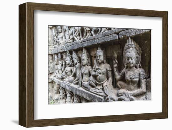 Apsara Carvings in the Leper King Terrace in Angkor Thom, Angkor, Cambodia-Michael Nolan-Framed Photographic Print