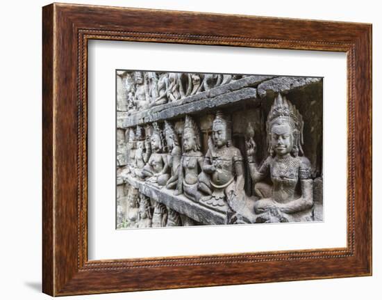 Apsara Carvings in the Leper King Terrace in Angkor Thom, Angkor, Cambodia-Michael Nolan-Framed Photographic Print