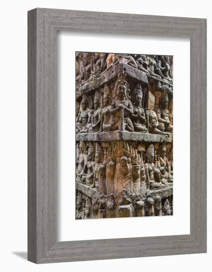 Apsara Carvings in the Leper King Terrace in Angkor Thom, Angkor, Cambodia-Michael Nolan-Framed Photographic Print