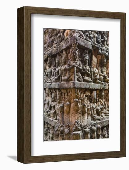 Apsara Carvings in the Leper King Terrace in Angkor Thom, Angkor, Cambodia-Michael Nolan-Framed Photographic Print