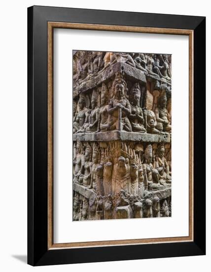 Apsara Carvings in the Leper King Terrace in Angkor Thom, Angkor, Cambodia-Michael Nolan-Framed Photographic Print