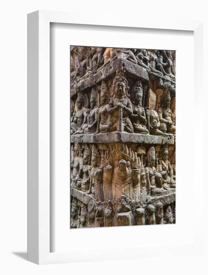 Apsara Carvings in the Leper King Terrace in Angkor Thom, Angkor, Cambodia-Michael Nolan-Framed Photographic Print