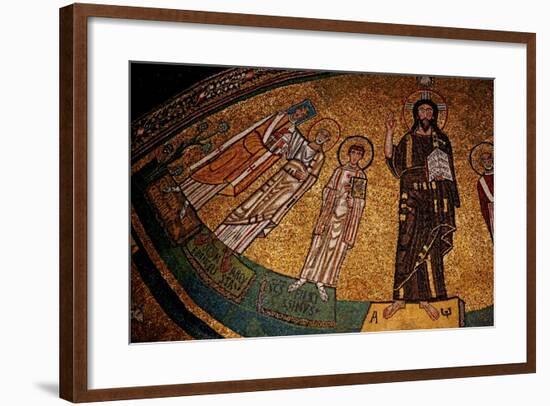 Apse Mosaic with Christ, Saints and Pope Gregory IV-null-Framed Giclee Print