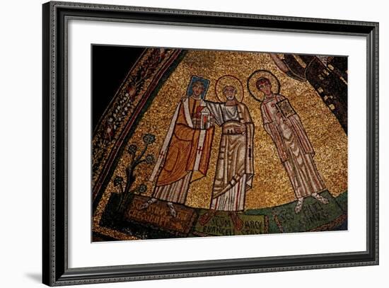 Apse Mosaic with Saints and Pope Gregory IV-null-Framed Giclee Print