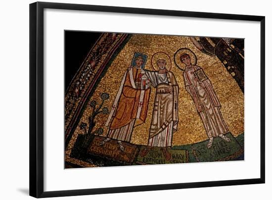Apse Mosaic with Saints and Pope Gregory IV-null-Framed Giclee Print