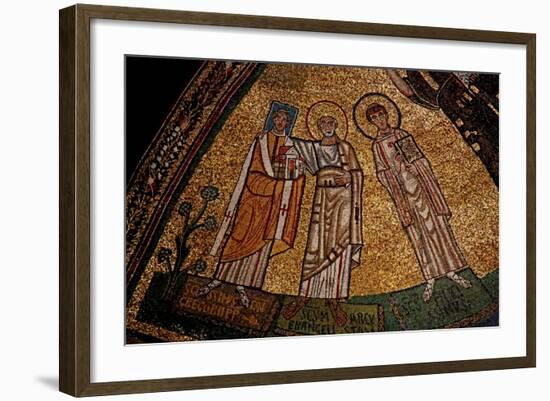 Apse Mosaic with Saints and Pope Gregory IV-null-Framed Giclee Print