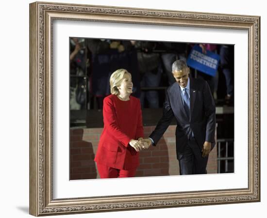 APTOPIX Campaign 2016 Obama Clinton-Pablo Martinez Monsivais-Framed Photographic Print