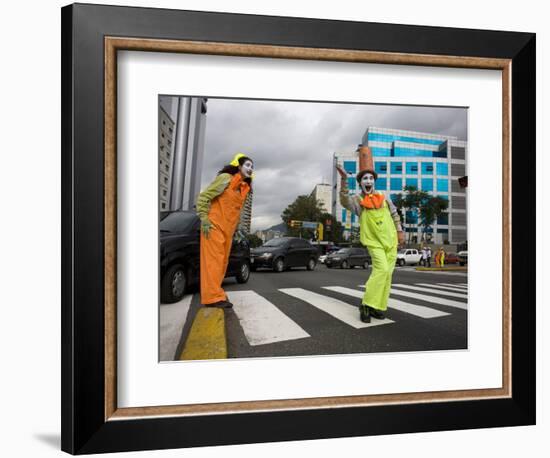 APTOPIX Venezuela Traffic Mimes-Ariana Cubillos-Framed Photographic Print