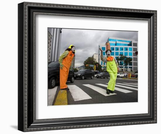 APTOPIX Venezuela Traffic Mimes-Ariana Cubillos-Framed Photographic Print