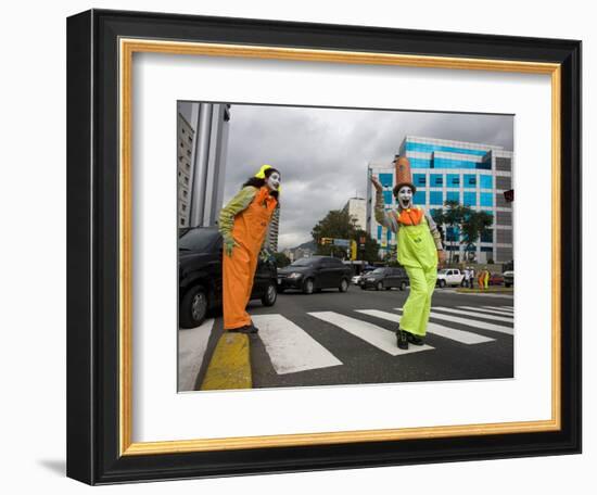 APTOPIX Venezuela Traffic Mimes-Ariana Cubillos-Framed Photographic Print