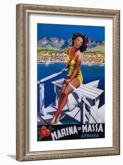 Apuania, Italy - Massa Marina Travel Poster-Lantern Press-Framed Art Print