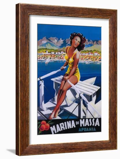 Apuania, Italy - Massa Marina Travel Poster-Lantern Press-Framed Art Print