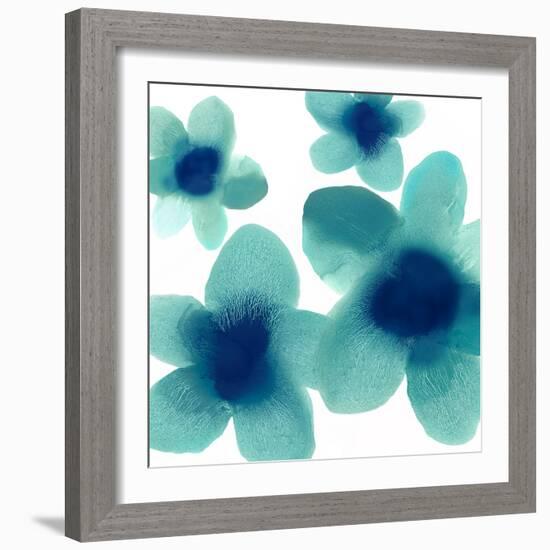 Aqua Blooms I-Hannah Carlson-Framed Art Print