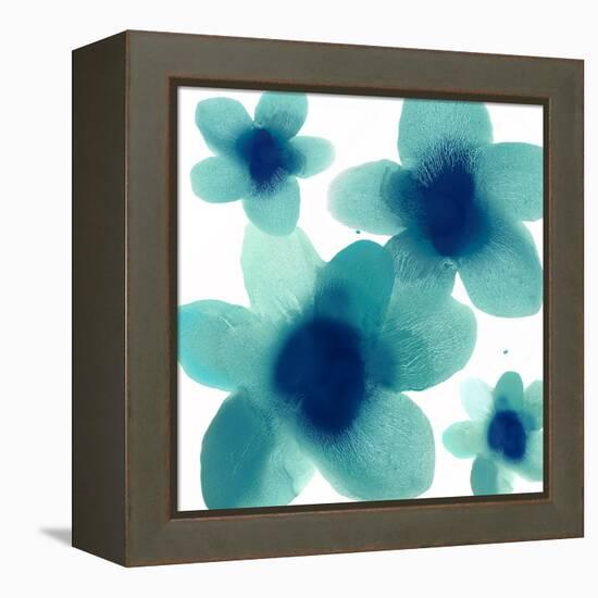 Aqua Blooms II-Hannah Carlson-Framed Stretched Canvas