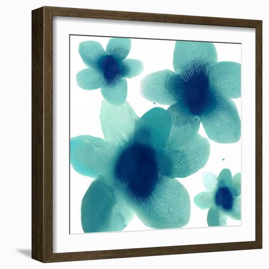 Aqua Blooms II-Hannah Carlson-Framed Art Print