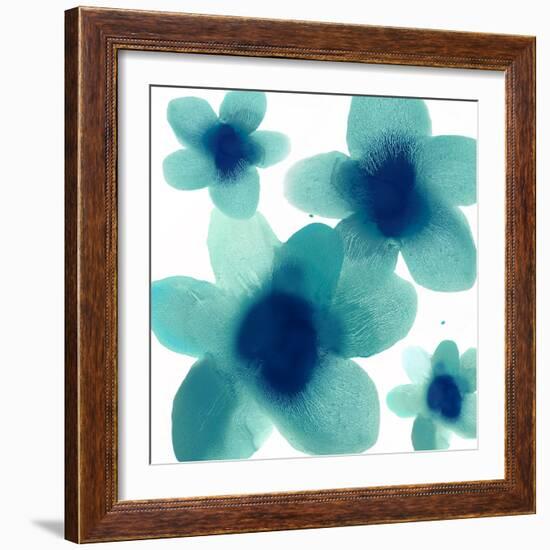 Aqua Blooms II-Hannah Carlson-Framed Art Print