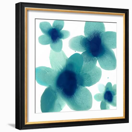 Aqua Blooms II-Hannah Carlson-Framed Art Print