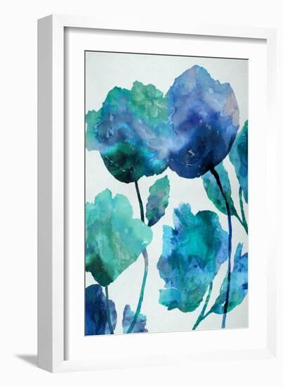 Aqua Blossom Triptych III-Vanessa Austin-Framed Art Print