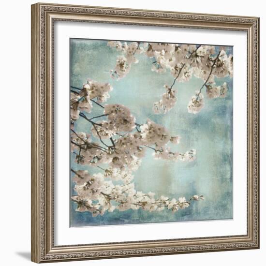 Aqua Blossoms II-John Seba-Framed Art Print