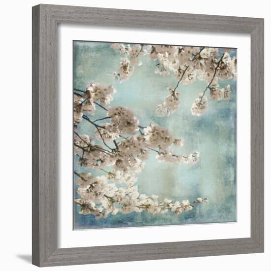 Aqua Blossoms II-John Seba-Framed Art Print