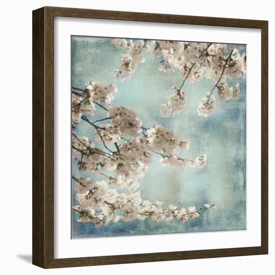 Aqua Blossoms II-John Seba-Framed Art Print