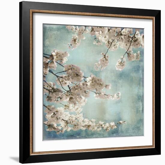 Aqua Blossoms II-John Seba-Framed Art Print