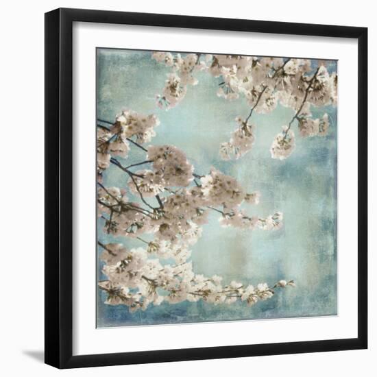 Aqua Blossoms II-John Seba-Framed Art Print