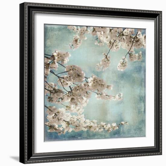 Aqua Blossoms II-John Seba-Framed Art Print