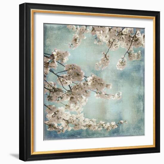 Aqua Blossoms II-John Seba-Framed Art Print