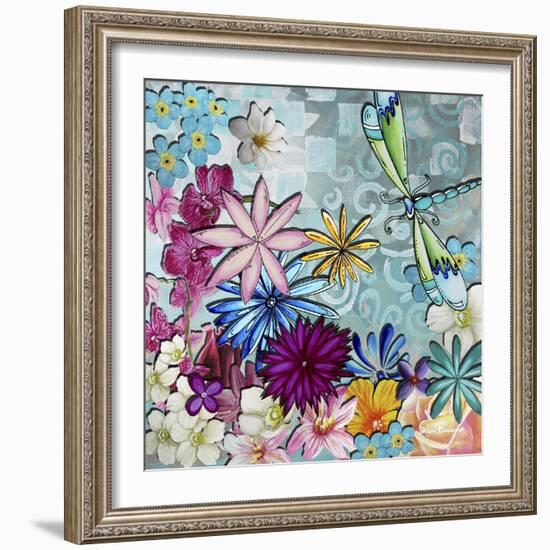 Aqua Brown Background Floral-Megan Aroon Duncanson-Framed Giclee Print