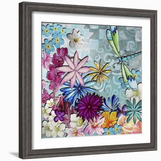 Aqua Brown Background Floral-Megan Aroon Duncanson-Framed Giclee Print