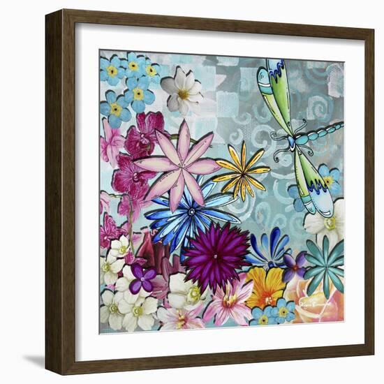 Aqua Brown Background Floral-Megan Aroon Duncanson-Framed Giclee Print