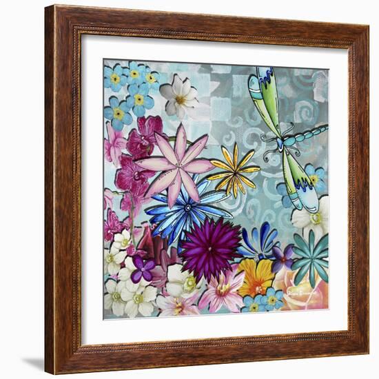 Aqua Brown Background Floral-Megan Aroon Duncanson-Framed Giclee Print